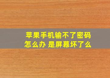 苹果手机输不了密码怎么办 是屏幕坏了么